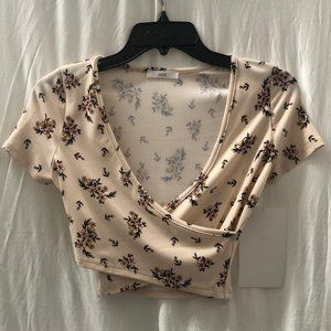 baby pink floral crop top